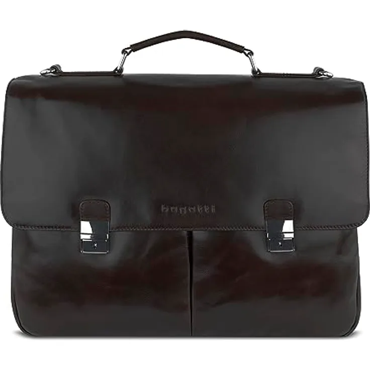 bugatti Romano Aktentasche Groß, Laptoptasche aus echtem Leder, große Businesstasche 13", Bürotasche mit Laptopfach (Braun)
