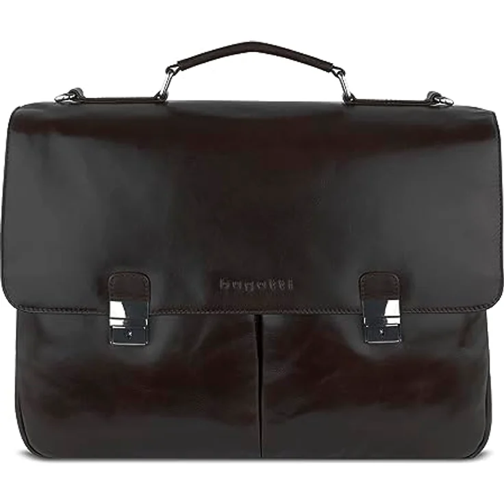 bugatti Romano Aktentasche Groß, Laptoptasche aus echtem Leder, große Businesstasche 13", Bürotasche mit Laptopfach (Braun) – Bild 1