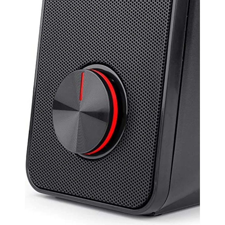 Redragon Stereo-Lautsprecher 2.0 Stentor (GS500) 2 x 5 W für Computer mit Hintergrundbeleuchtung, Rot, Stromversorgung über USB & 3,5 mm Klinkenstecker, Schwarz – Bild 4