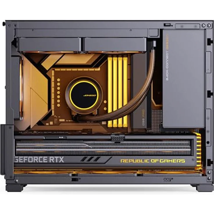 Jonsbo D32 PRO Black, Mini-PC-Gehäuse mATX mit Tempered Glass, unterstützt bis zu 6 Lüfter und 4 Datenträger - schwarz – Bild 3