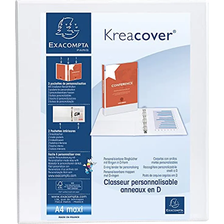 EXACOMPTA Aktenordner Exacompta Präsentationsringbuch mit 2 Ringen, Ring, personalisierbar, DIN A4, Ring-Ø 20 cm – Bild 2