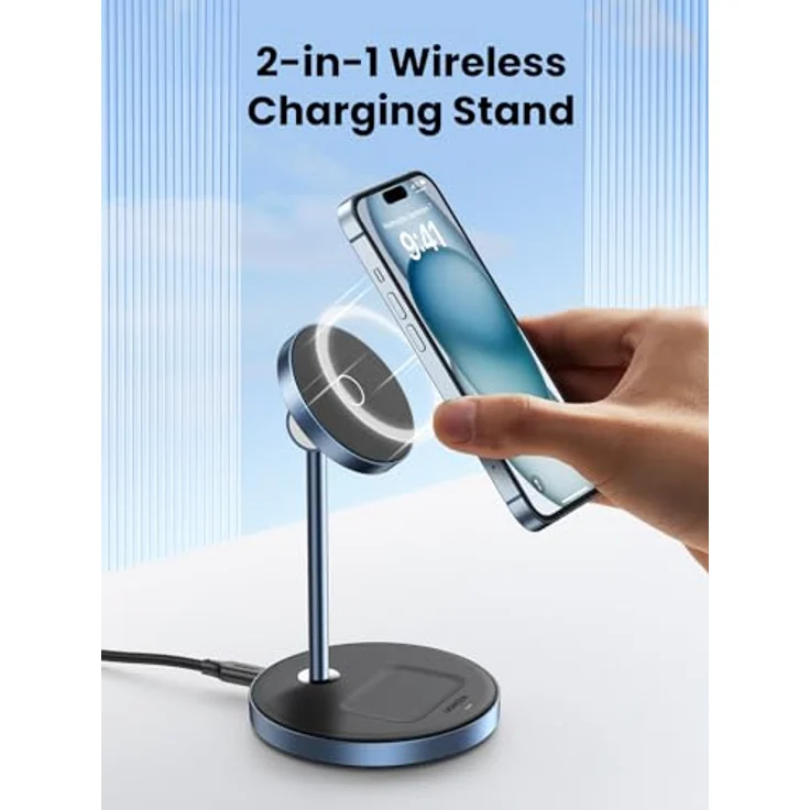 UGREEN 2 in 1 iPhone Ladestation Wireless Charger für iPhone 15/15 Plus/15 Pro/15 Pro Max/14/13/12, AirPods 3/2/Pro, Magnetischer Ladeständer Kabelloses Ladegerät unterstützt Standby-Funktion – Bild 2