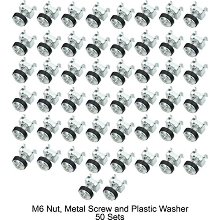 BIGtec 50 x M6 Käfigmuttern 19'' Montage-Schrauben Käfigmutternset Rackschrauben – Bild 6
