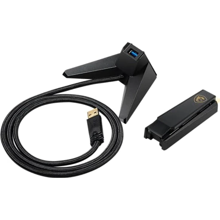 MSI AXE5400 WiFi 6E Tri-Band USB Adapter - Bis zu 5400 Mbps (6GHz, 5GHz, 2.4GHz Wireless), MU-MIMO, einstellbare Antenne, Beamforming, WPA3 - inkl. Standfuß, Schwarz – Bild 5
