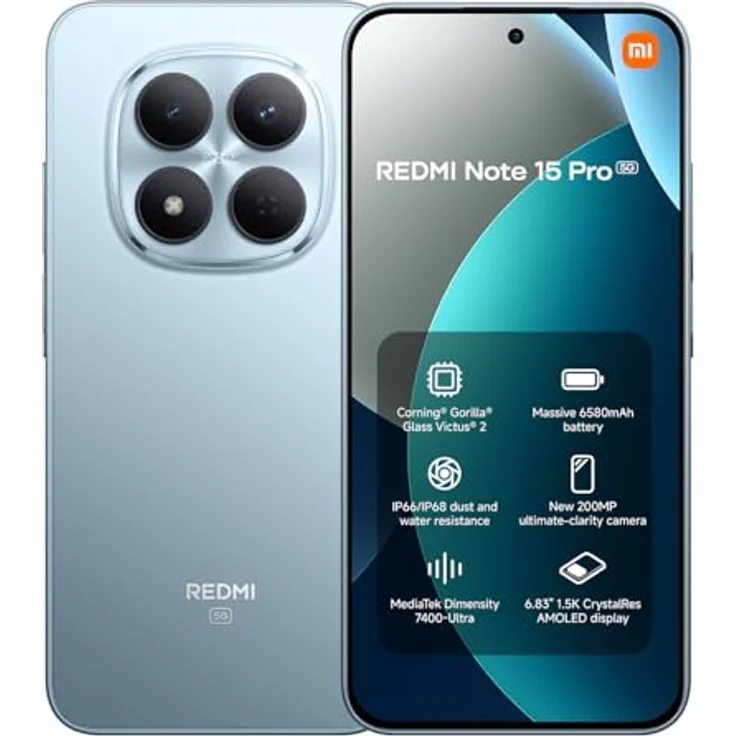 XIAOMI REDMI Note 15 Pro 5G, Smartphone mit 256 GB Speicher, Glacier Blue, Dual SIM – Bild 2