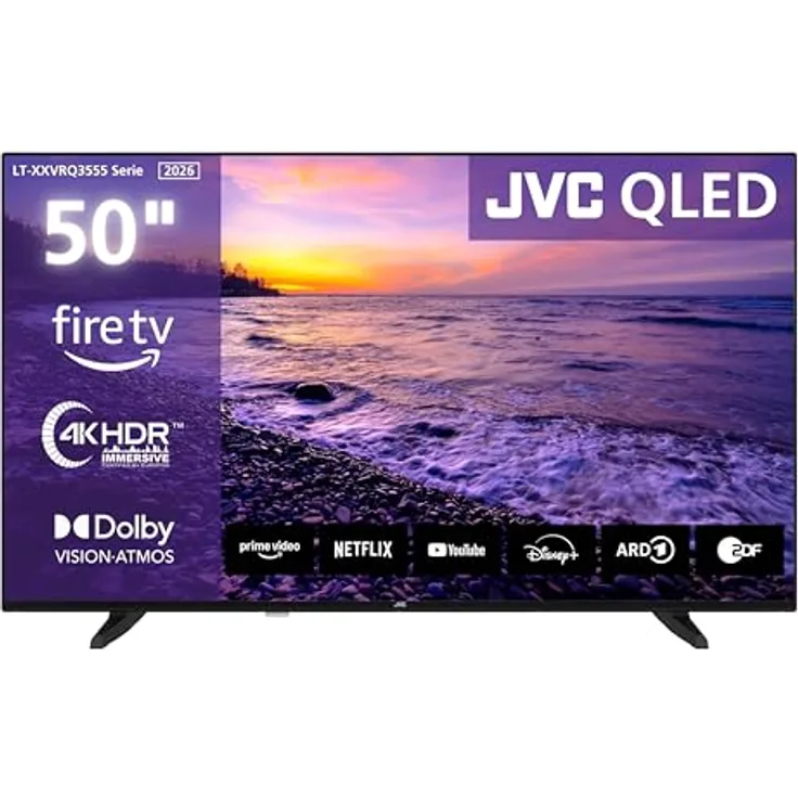 JVC LT-50VRQ3555, 50 Zoll 4K QLED Smart TV mit Dolby Vision HDR, Dolby Atmos, Alexa Sprachsteuerung und Triple Tuner