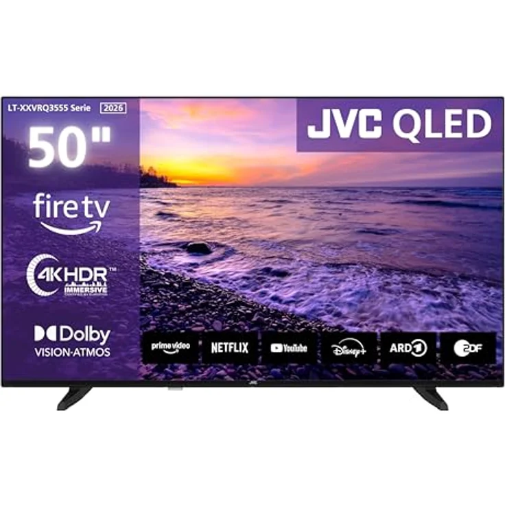 JVC LT-50VRQ3555, 50 Zoll 4K QLED Smart TV mit Dolby Vision HDR, Dolby Atmos, Alexa Sprachsteuerung und Triple Tuner – Bild 1