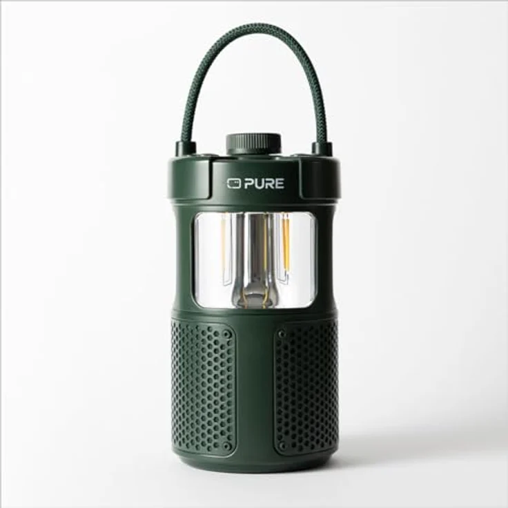Pure Woodland Glow Outdoor-Lautsprecher mit LED-Lampe (Bluetooth 5.3, 360° Sound, IPX6, tragbar, 14h Akku - perfekt für Garten & Camping) Grün – Bild 1