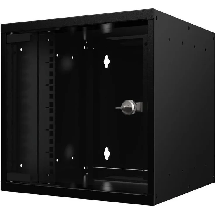 Logon 10" 6U Wandmontierter Serverschrank, Schwarz mit passiver Belüftung und Sperrschloss