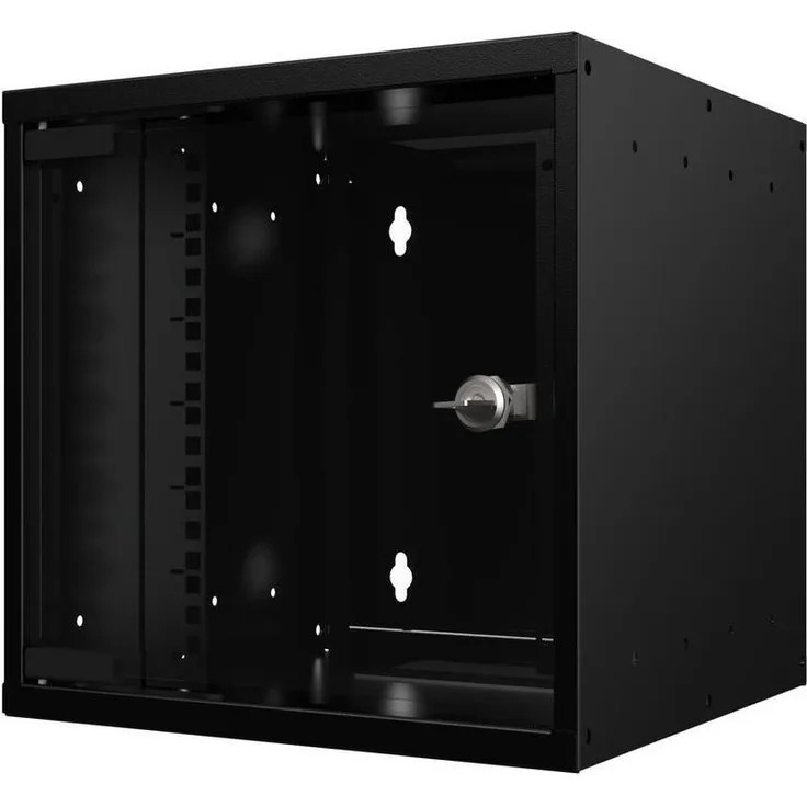 Logon 10" 6U Wandmontierter Serverschrank, Schwarz mit passiver Belüftung und Sperrschloss