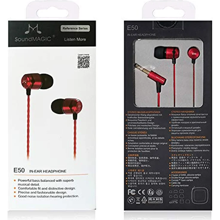 SoundMAGIC E50 High Fidelity Kopfhörer Smartphone Earbuds In Ear Kopfhörer Hochwertige Ohrhörer mit Noise Reduction - Rot – Bild 8