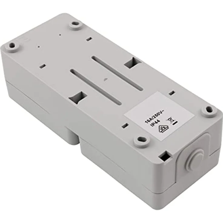 MC POWER - Feuchtraum Doppel-Steckdose I TAFF I Aufputz 2fach Steckdose vertikale Ausrichtung, 250V~/16A, IP44 Doppelsteckdose AP, grau mit schwarzem Federdeckel – Bild 3