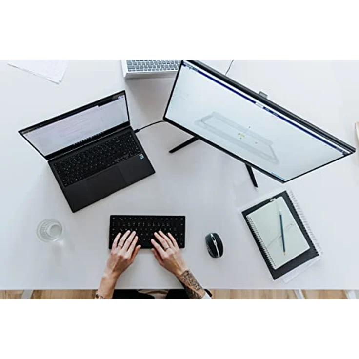 CHERRY KW 9200 Mini, kompakte Multi-Device-Tastatur für bis zu 4 Endgeräte, Deutsches Layout (QWERTZ), wahlweise Verbindung per Bluetooth®, Funk oder Kabel, wiederaufladbar, schwarz – Bild 5