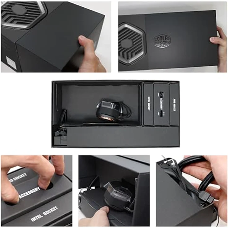 Cooler Master MasterLiquid 360 Atmos Stealth, AIO-Wasserkühlsystem mit Doppelkammerpumpe, vorinstallierten Schwarzen Mobius 120-Lüftern, TDP 300 W, LGA1851/1700- und AM5/AM4-kompatibel – Bild 5