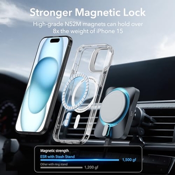 Hülle Für IPhone 15 Mit Integriertem Kameraständer & MagSafe – Stoßfest, Rutschfest & Durchscheinend Matt In Saphir