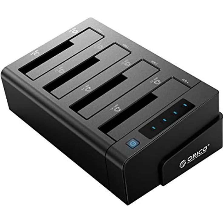 ORICO 6648US3-C, USB 3.0 zu SATA Offline Klon Festplatten Dockingstation, 4-Steckplatz für 2,5 und 3,5 Zoll SATA HDD/SSD bis zu 4x 16TB, mit 12V 6.5A Netzteil
