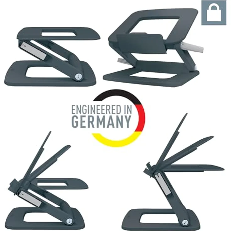 Leitz Ergo höhenverstellbarer Multi-Winkel Laptopständer, für 13“ - 15“ Laptops, aus 80% recyceltem Kunststoff, 6 Höhen- & Winkelkombinationen, Dunkelgrau – Bild 3