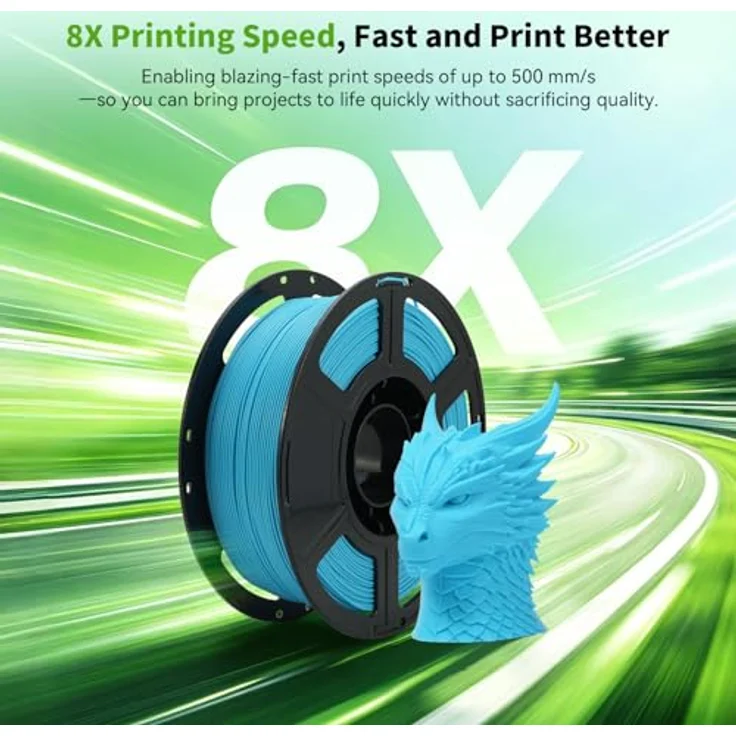 FLASHFORGE High Speed PLA+ 3D-Druckerfilament, Cyan, Verbesserter Schmelzfluss für gleichmäßige Drucke, mattes Finish, satte Farben – Bild 3