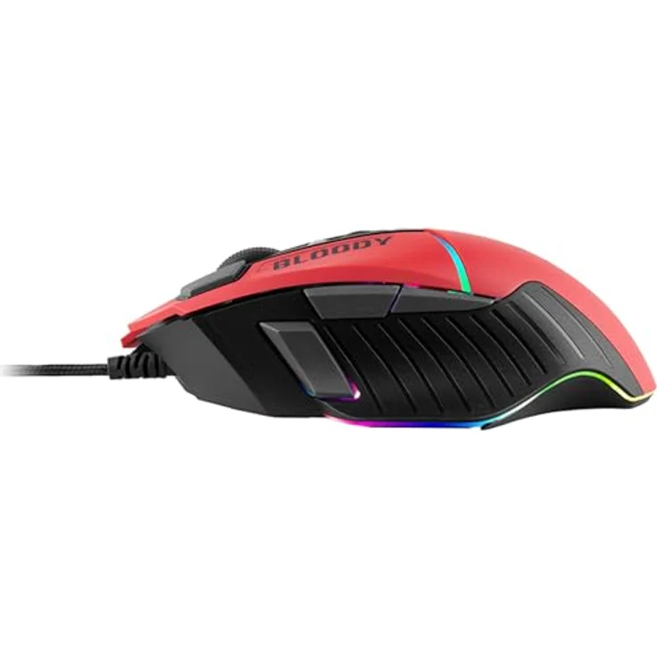 A4tech W95Max Sports Gaming Maus, Optische Kabelgebundene Gaming-Maus, USB 12 000 CPI, 8000 FPS, 250 IPS, 35G, 2000 Hz Ultrapolling (Schwarz/rot) – Bild 2