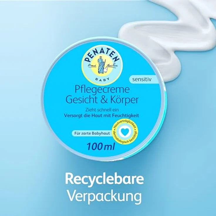 Penaten Pflegecreme Gesicht & Körper (100 ml), schnell einziehende Baby Gesichtscreme & Körpercreme, zarte Babyhaut, feuchtigkeitsspendend – Bild 5