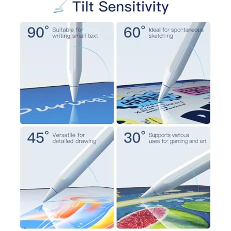 Inateck Eingabestift Stylus Pen für iPad 2018-2024, Handballenabweisung,5 Min Schnellladung, kompatibel mit iPad Pro, iPad Air, iPad Mini, Schwarz – Bild 6