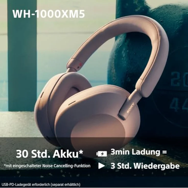 Sony WH-1000XM5 Kabellose Over-Ear-Kopfhörer mit Noise Cancelling, Bluetooth, klarer Gesprächsqualität, Hi-Res, bis zu 30h Akku, Schnellladefunktion, Alexa & Google, iOS & Android - Smoky Pink – Bild 5