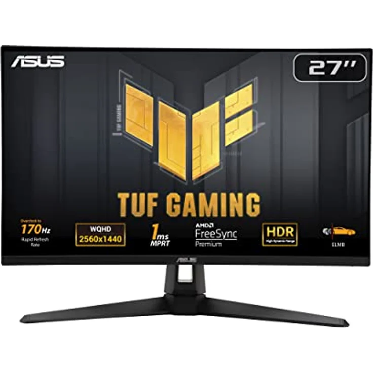 ASUS TUF Gaming VG27AQA1A - 27 Zoll WQHD Monitor - 170 Hz, 1ms MPRT, FreeSync Premium, HDR 10 - VA Panel, Schwarz – Bild 1
