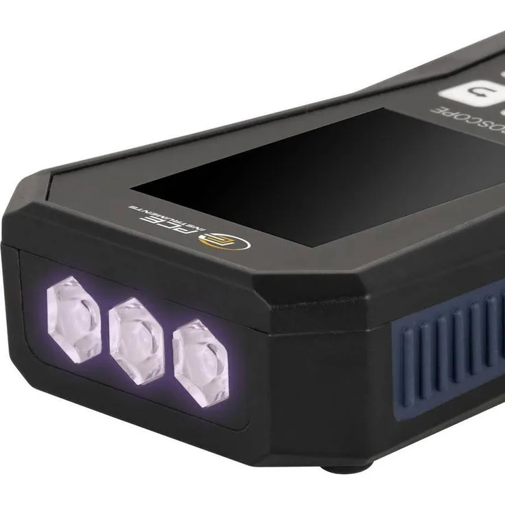 PCE Instruments LED-Stroboskop mit 3 UV-LEDs, tragbar, Schwarz, inkl. USB-C Kabel und Servicetasche