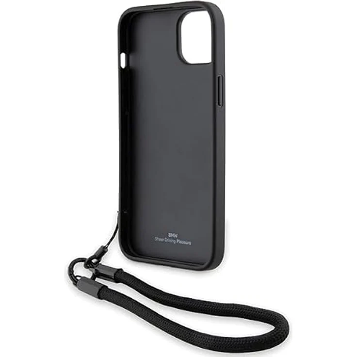 BMW Signature Leather Wordmark Cord Case für iPhone 15/14/13 - Schwarzes, hochwertiges Leder mit elegantem Design und optimalem Schutz – Bild 6