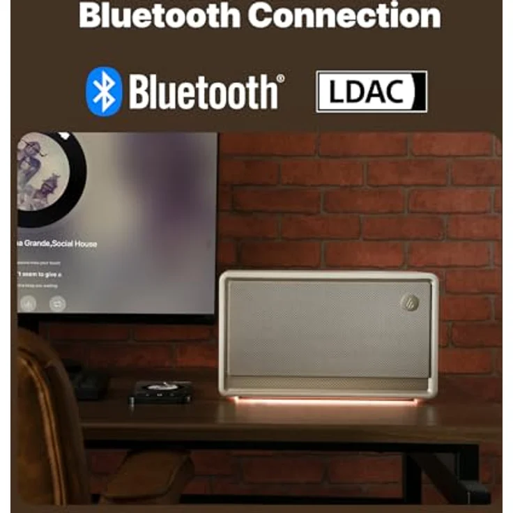 Edifier ES300, WLAN & Bluetooth Lautsprecher – 60W Hi-Res Audio, AirPlay 2, LDAC, 12h Akku, Multiroom, USB & AUX, Ambientebeleuchtung, Holzgehäuse, App-Steuerung – Kabelloser Premium Speaker (Creme) – Bild 2