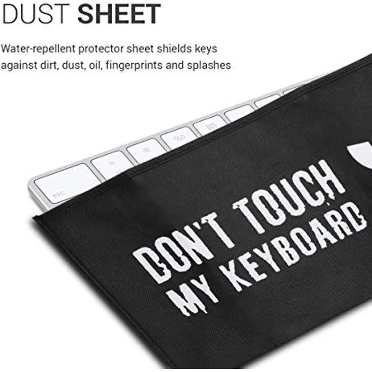kwmobile Hülle kompatibel mit Apple Magic Keyboard - PC Tastatur Schutzhülle - Keyboard Staub Cover Case Don't Touch My Keyboard Weiß Schwarz – Bild 4