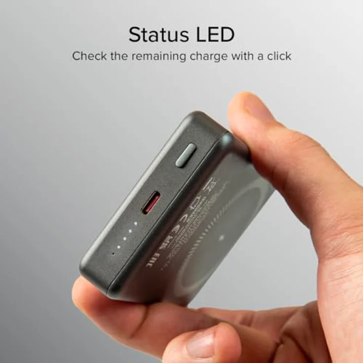 SBS PowerBank 10K MagSafe, 10.000 mAh Power Delivery 20 W, kabelloses Laden 15 W, magnetisch, Status-LED, USB-C, Aluminium Grau – Bild 5