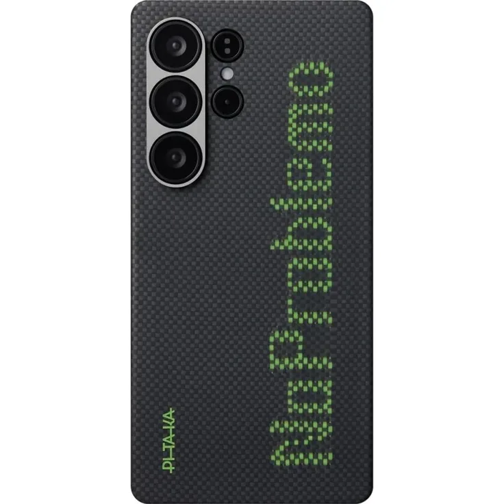 Pitaka x Aries NoProblemo Tactile Woven Case, Schutzhülle aus Aramidfasern für Samsung Galaxy S25 Ultra, schwarz, mit Lumintex-Technologie und magnetischer Kompatibilität