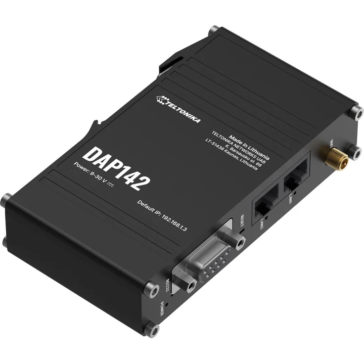 Teltonika DAP142, DIN Rail Mount Access Point mit robustem Aluminiumgehäuse, bis zu 50 gleichzeitige Verbindungen, unterstützt Wi-Fi Mesh und Fast Roaming