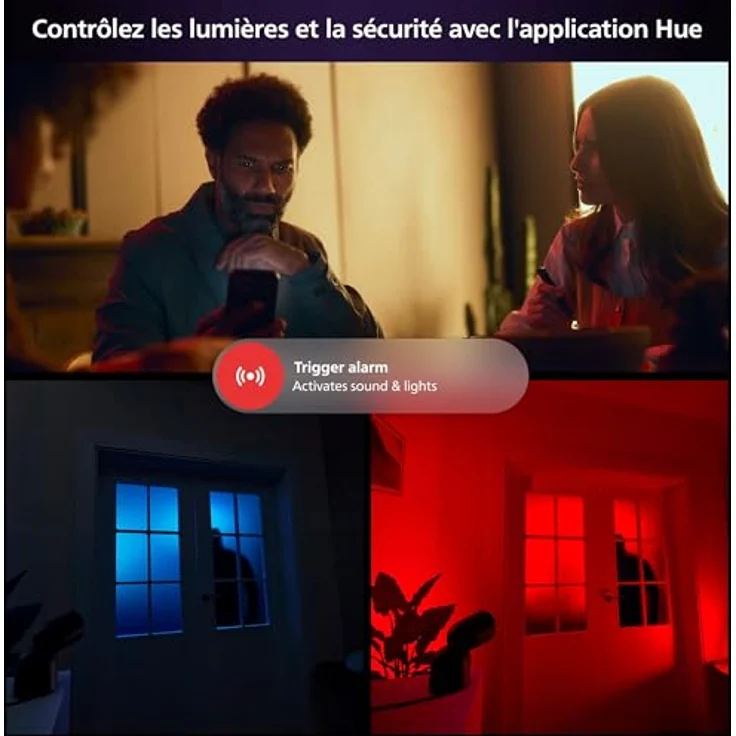 Philips Hue Secure kabelgebundene Smart Home Überwachungskamera mit Standfuß, Full HD Video, für drinnen oder draußen, einfach zu installieren, Smart Home Security und Lichtsteuerung per App, weiß – Bild 5