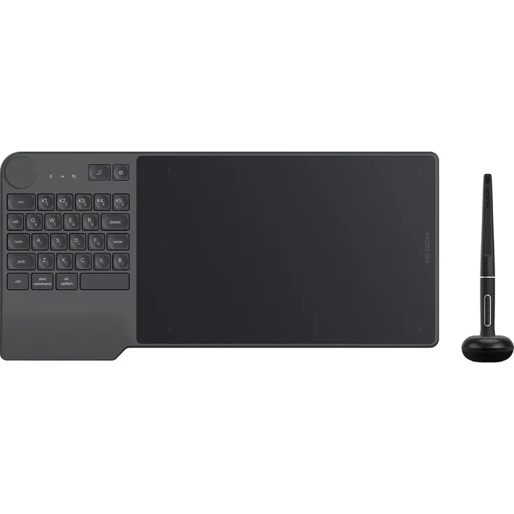 HUION Grafiktablett Inspiroy Keydial KD200 Bluetooth 5.0 8,9 x 5,6 Zoll Stifttablett mit Tastatur und Wählcontroller, ideal für Anfänger und professionelle Designer, schwarz