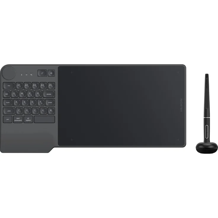 HUION Grafiktablett Inspiroy Keydial KD200 Bluetooth 5.0 8,9 x 5,6 Zoll Stifttablett mit Tastatur und Wählcontroller, ideal für Anfänger und professionelle Designer, schwarz