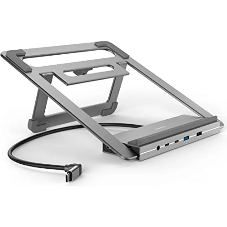 Hama USB C Hub Docking Station mit Laptop-Ständer 12 Ports (4x USB A, 2x HDMI, 3x USB-C, 1x DisplayPort, 1x LAN/Ethernet, 1x 3,5mm Klinke, USBC Hub 12in1 Notebook Stand für Büro oder Home Office) – Bild 1