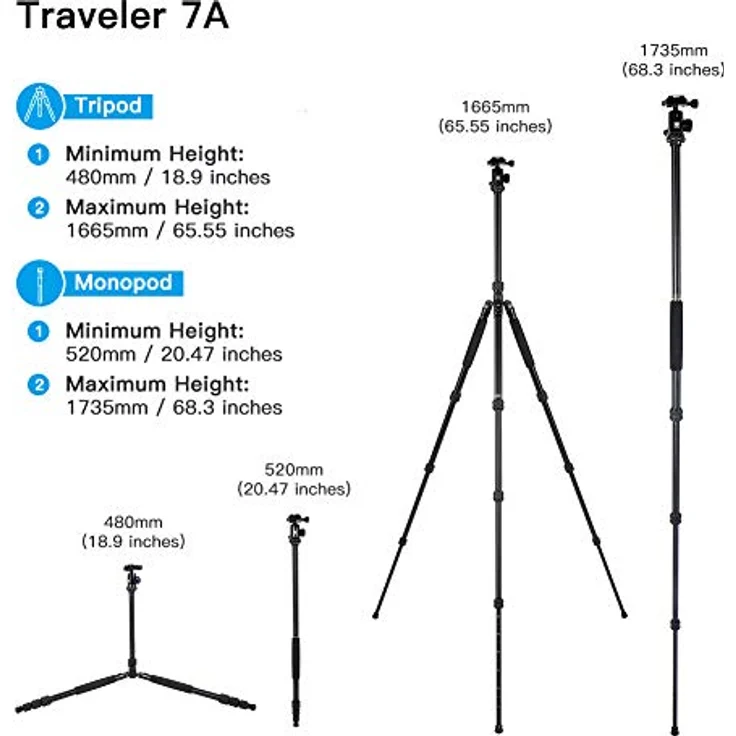 SIRUI Traveler 7A - Drei-/ Einbeinstativ Aluminium mit Kugelkopf – Bild 5