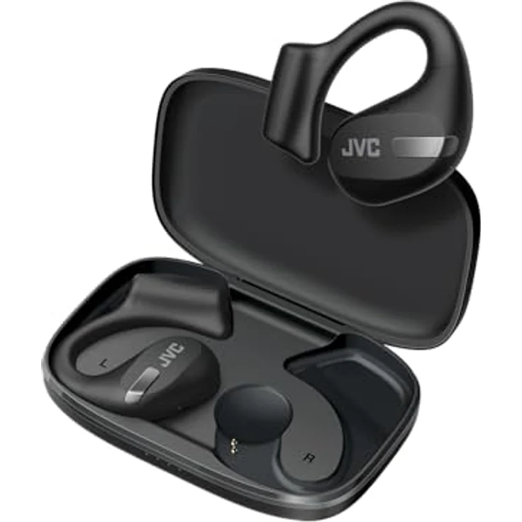 JVC Nearphones HA-NP50T-B, True Wireless Earbuds, Open Ear Design, Active Noise Reduction, Multi-Point, IPX4, Mikrofon-Muting, 38 Std. Laufzeit, BT 5.3, (Schwarz) – Bild 3