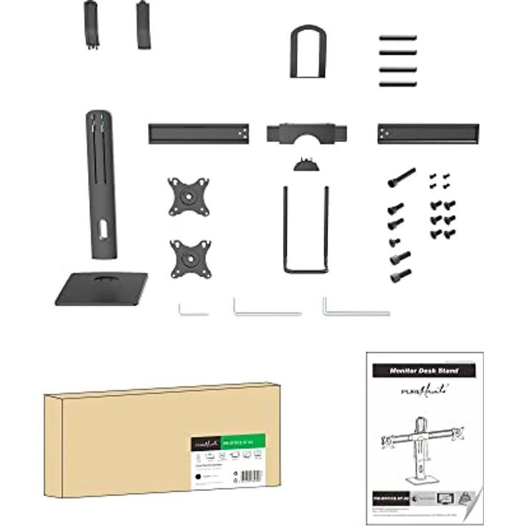 PureMounts® Monitor-Halterung für Zwei Bildschirme, 2X VESA 75x75 bis VESA 100x100 Monitor-Aufnahme, stufenlos Höhenverstellbar, neigbar, schwenkbar, drehbar, schwarz – Bild 5