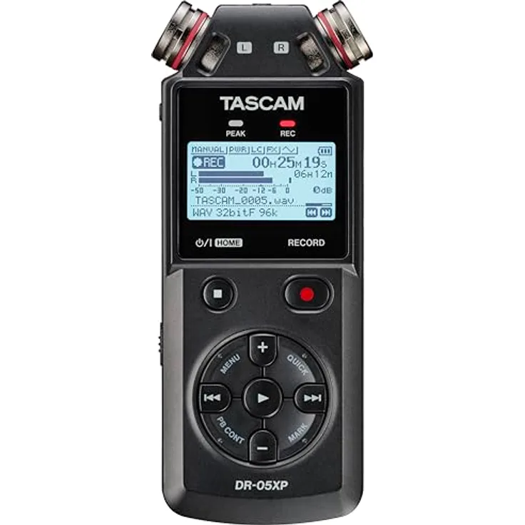 TASCAM DR-05XP, Portabler 2 Kanal Recorder mit 32-Bit-Float-Auflösung, USB-C Audio Interface und bis zu 512GB microSDXC-Speicher