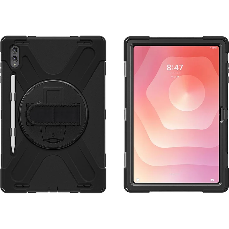 4smarts Rugged Case Grip für Samsung Galaxy Tab S11 Ultra, robuste Tablet Hülle mit 360° Standfunktion, schwarz