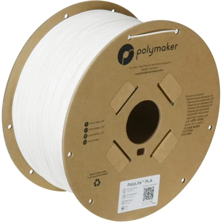 Polymaker PolyLite PLA, 3D Filament 1.75mm, 3000g, Weiß, hohe Zuverlässigkeit und einfache Bedruckbarkeit – Bild 1