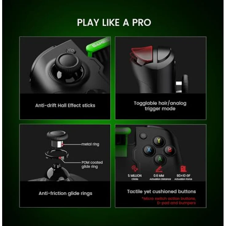 GameSir X4 Aileron Wireless Mobile Gaming Controller für Android mit Hall-Effekt-Sticks - Geteiltes Design mit Tragetasche - Niedrige Latenz Bluetooth-Verbindung - 1 Monat Xbox Game Pass Ultimate, GameSir – Bild 5
