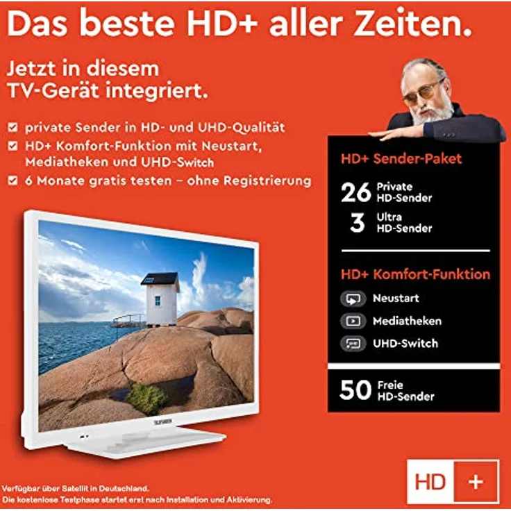 TELEFUNKEN XH24SN550MV-W 24 Zoll Fernseher/Smart TV (HD Ready, HDR, Triple-Tuner, 12 Volt) - 6 Monate HD+ inklusive [2023] – Bild 4