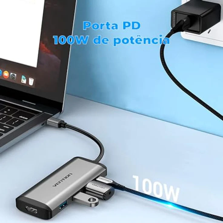 Vention Multifunktionale Dockingstation Typ C für HDMI, 3 x USB 3.0 und 0,15 m, PD - Grau Metallic – Bild 3