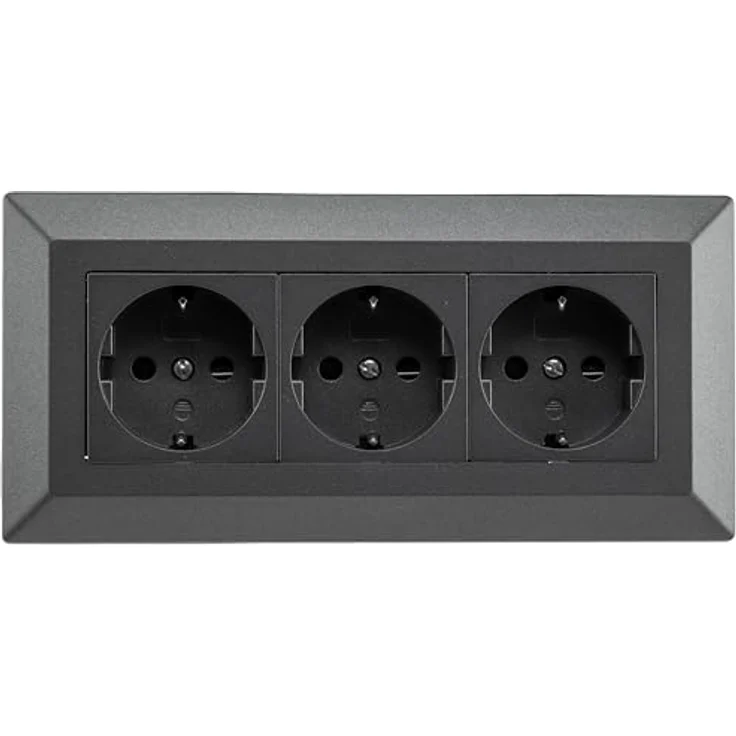 ChiliTec Steckdosenblock Ecksteckdose 3-Fach Mehrfachstecksose Anthrazit, für Küche Büro Werkstatt, Aufbau Unterbau Montage – Bild 2