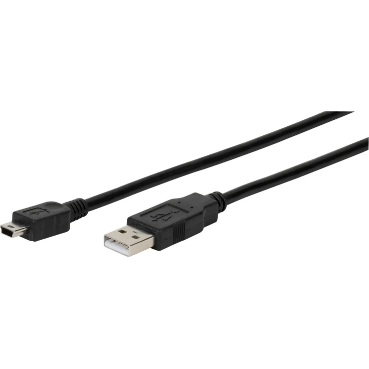 VIVANCO USB 2.0 Verbindungskabel, 1,8m, USB-A auf Mini-USB B, Schwarz, High-Speed bis 480 Mbs