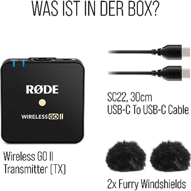RØDE Wireless GO II TX - Ultrakompakter drahtloser Sender mit integriertem Mikrofon, integrierter Aufnahme und einer Reichweite von bis zu 200 m (nur Sender) – Bild 2